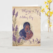 Carte Fête des mères orthodoxes violettes Fleurs sauvage (Fleur jaune)