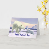 Carte Fête des mères - Ours polaire (Fleur jaune)