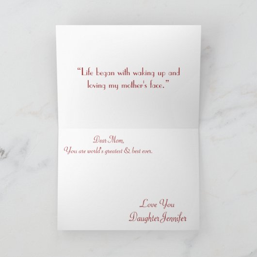 Carte Fête des mères Papillon Rustique Rose Bourgogne Fl (Intérieur)