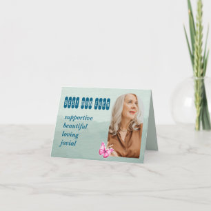 Carte Fête des Mères Photo personnalisée et mots Bleu