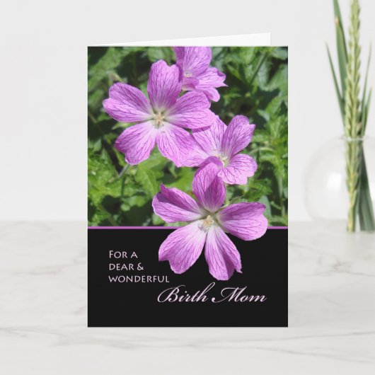 Carte Fête des mères pour la naissance Maman, Cranesbill (Devant)
