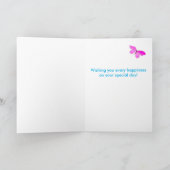 Carte Fête des mères pour mère roses roses sur bleu (Intérieur)