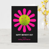 Carte Fête des mères pour Pickleball Maman, noire (Fleur jaune)