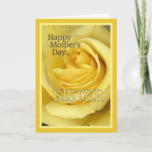 Carte Fête des mères pour Soeur-Rose Jaune (Devant)