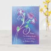 Carte Fête des mères qui pensent à vous les fleurs viole (Fleur jaune)