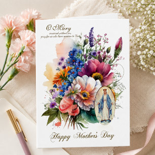 Carte Fête des Mères religieuse Fleurie Prière