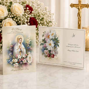 Carte Fête des Mères religieuse Vierge Marie Florale