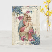 Carte Fête des mères religieuses Béni à la Vierge Marie  (Fleur jaune)