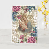 Carte Fête des mères religieuses Bienheureuse Vierge Mar (Fleur jaune)