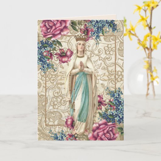 Carte Fête des mères religieuses Vierge Marie (Fleur jaune)