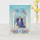 Carte Fête des mères religieuses Vierge Marie Anges (Fleur jaune)