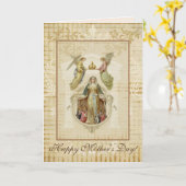 Carte Fête des mères religieuses Vierge Marie Anges (Fleur jaune)