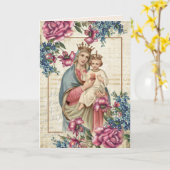 Carte Fête des mères religieuses Vierge Marie Jésus (Fleur jaune)