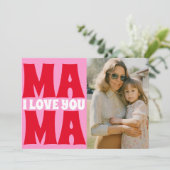 Carte Fête des mères rétro Photo rose rouge (Debout devant)