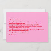 Carte Fête des mères rétro Photo rose rouge (Dos)