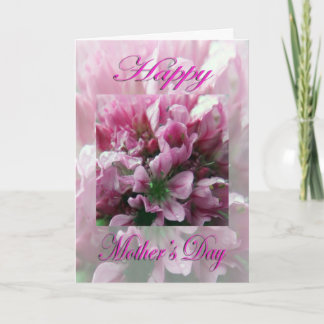 Carte Fête des mères Rose et Fleur verte