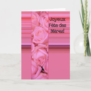 Carte Fête des Mères Roses français & rayures Fête des M