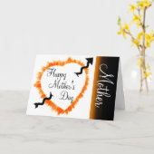 Carte Fête des Mères Rustique Hollow Orange Heart Outlin (Fleur jaune)