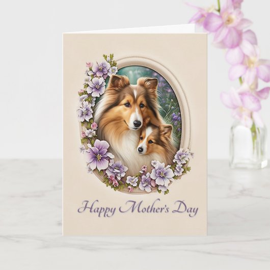 Carte Fête des Mères Sheltie (Orchidée)