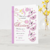 Carte Fête des mères Soeur avec fleurs et papillon (Fleur jaune)