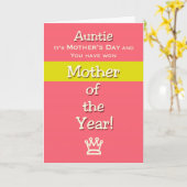 Carte Fête des Mères Tante Humour Mère de l'année! (Fleur jaune)