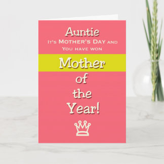 Carte Fête des Mères Tante Humour Mère de l'année!