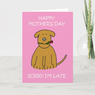 Carte Fête des Mères tardives, Caricature Puppy.