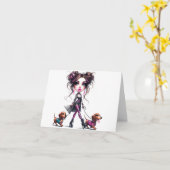 Carte Fête des mères teckel (Fleur jaune)