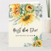 Carte Fête des Mères Tournesol Rustique Eucalyptus Vert (Devant)