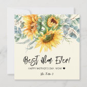 Carte Fête des Mères Tournesol Rustique Eucalyptus Vert (Devant)