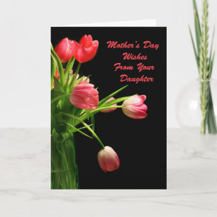 Carte Fête des mères tulipes roses