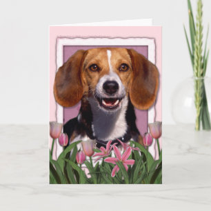Carte Fête des mères - Tulipes roses - Beagle