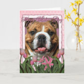 Carte Fête des mères - Tulipes roses - Bulldog (Fleur jaune)