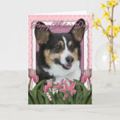 Carte Fête des mères - Tulipes roses - Corgi (Fleur jaune)