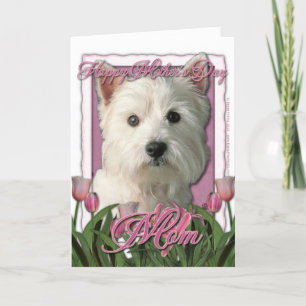 Carte Fête des mères - Tulipes roses - Westie