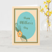 Carte Fête des Mères Turquoise & Or (Fleur jaune)
