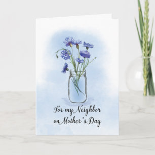 Carte Fête des mères voisines Cornflowers à Mason Jar
