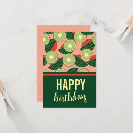 Carte Fête des pastèques et kiwis (Devant/Arrière en situation)