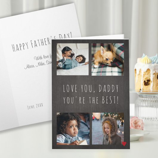 Carte Fête des pères 4 photo collage Aimez-vous papa gri