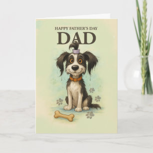 Carte Fête des pères amusante pour papa avec un chien mi