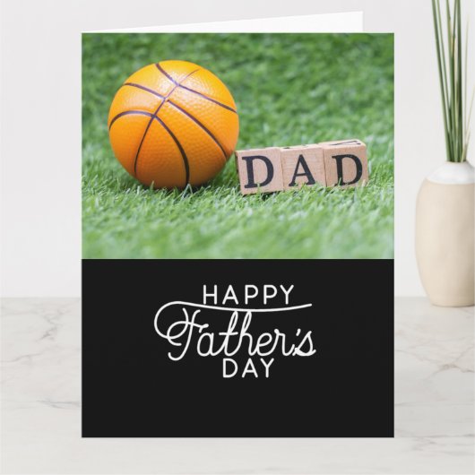 Carte Fête des Pères au basket sur fond vert pour Papa (Devant)