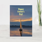 Carte Fête des pères avec Beau voilier et coucher de sol (Devant)