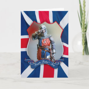 carte fête des pères avec chevalier et cartable un