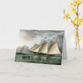 Carte fête des pères avec goélette (Fleur jaune)