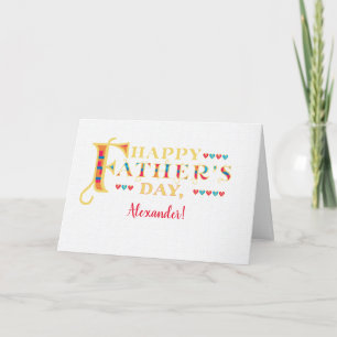 Carte Fête des pères avec le nom personnalisé Word Art C