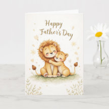 Carte fête des pères avec Lion et Cub Cute Safari