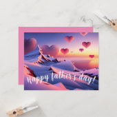 Carte fête des pères avec Mountain et le coeur Des (Devant/Arrière en situation)