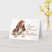 Carte Fête des pères Basset Hound (Fleur jaune)