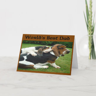 Carte Fête des pères Basset pèse le meilleur père du mon