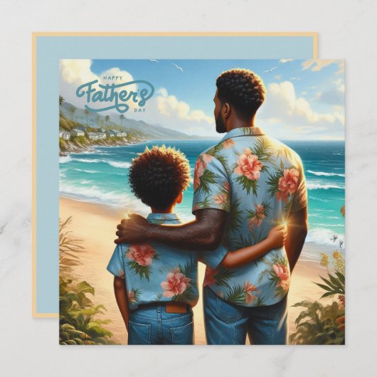 Carte Fête des pères Beach Bond Ethnique Père & Fils (Devant / Derrière)